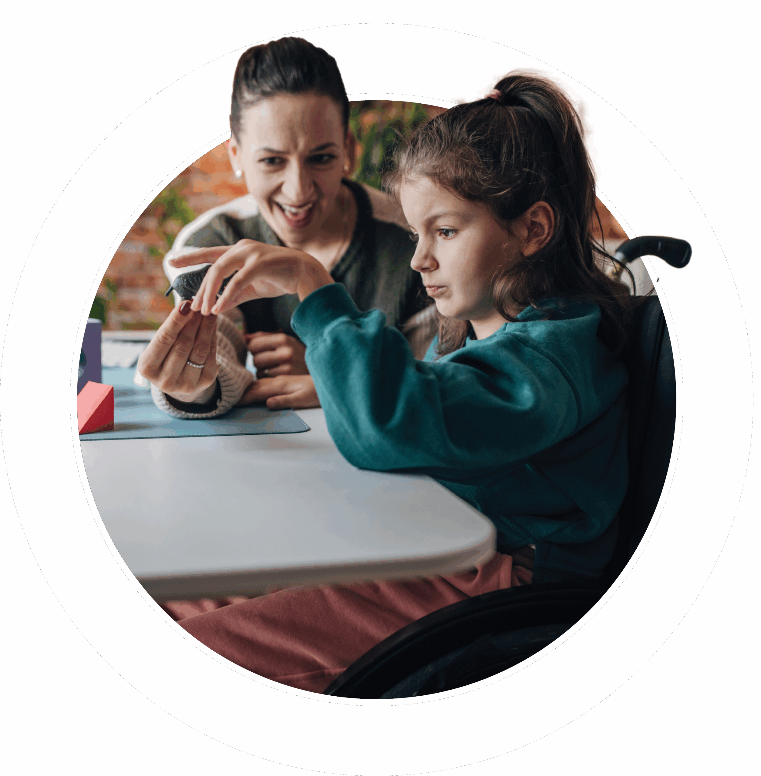 Occupational Therapist helping medically fragile school age child